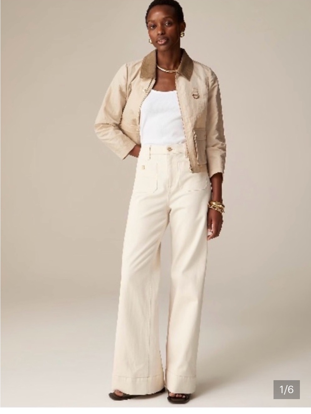 J Crew Sailor Denim Trouser in Ecru